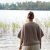 Rose1 Kurzarm-Pullover mit V-Ausschnitt