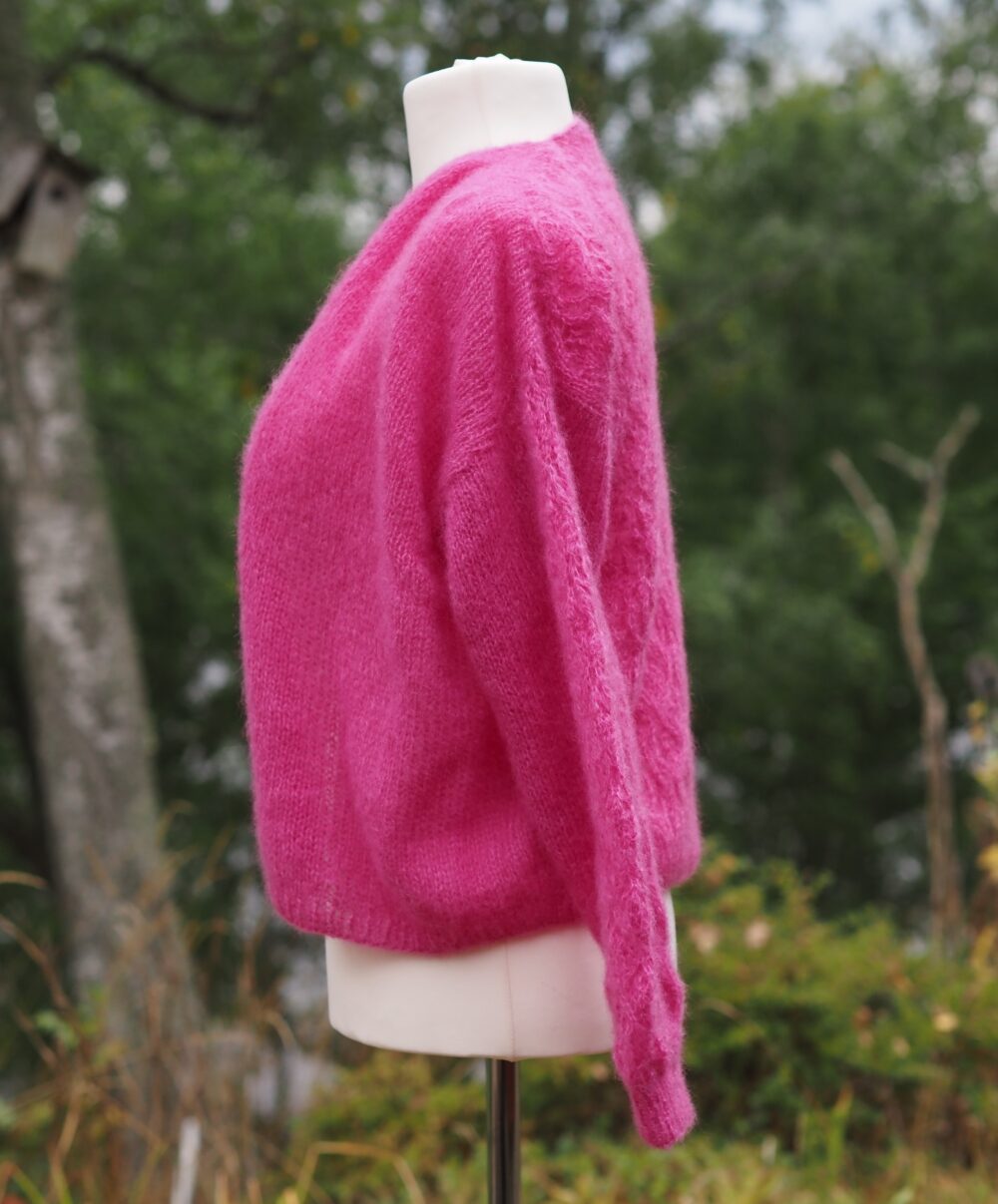 SpetsCardigan4 Spitzen-Strickjacke in Pink